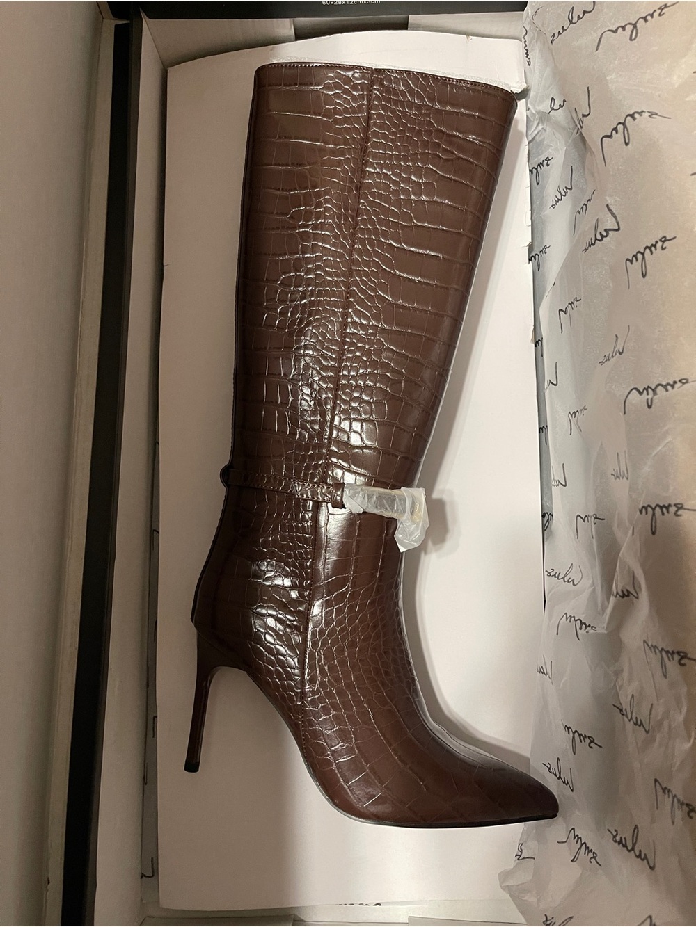 Lulu's Brown Croc-Embossed Over-the-Knee Pointed Boot